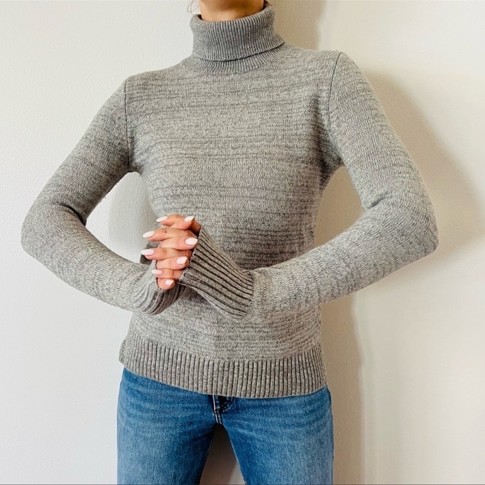 J.Crew Mercantile Turtle Neck Gray Knit Pullover Sweater